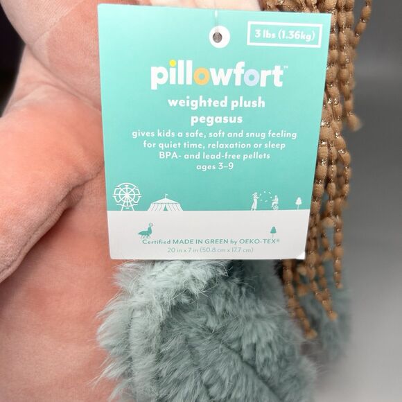 Pillowfort Unicorn 3 Lb Weighted Plush Stuffed Throw Pillow Pegasus Pink 20” NWT - Picture 9 of 12